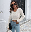 Short twist V-neck sweater