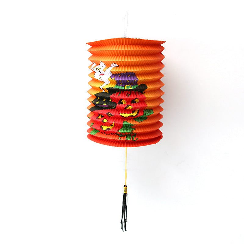 Halloween Pumpkin Paper Lantern Scene Props Ghost Festival Products KTV Bar Window Layout LED Lampshade Decoration