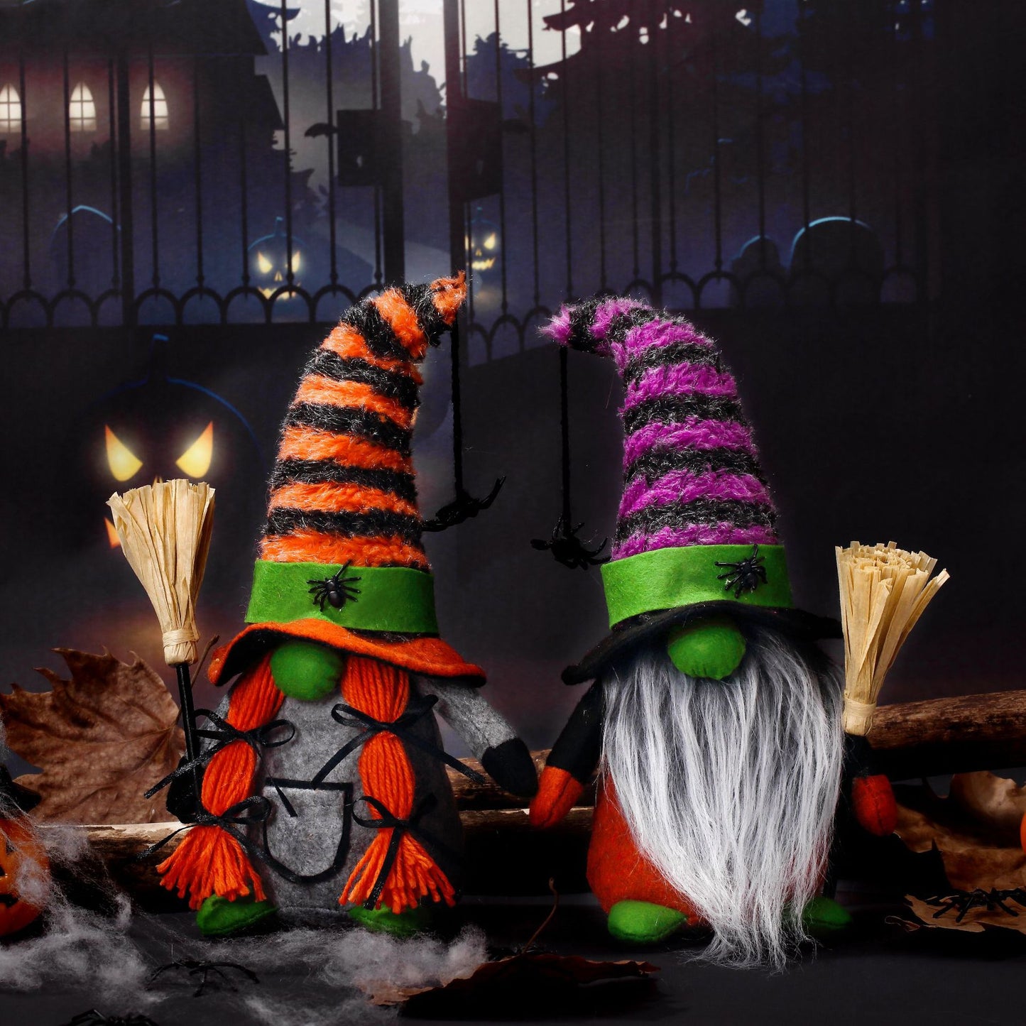 Halloween Fashion Broomstick Faceless Doll Figurine