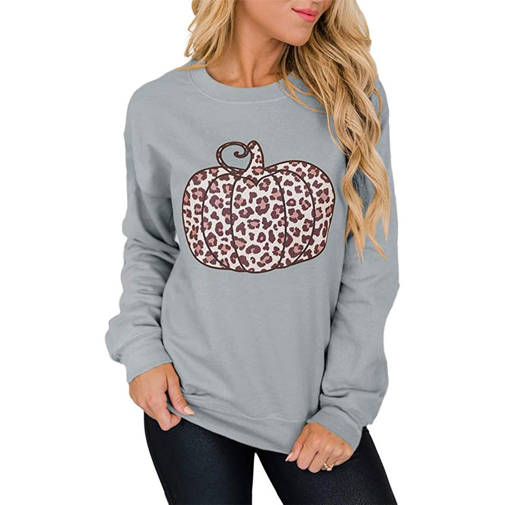 European And American Women's Halloween Leopard Pumpkin Print