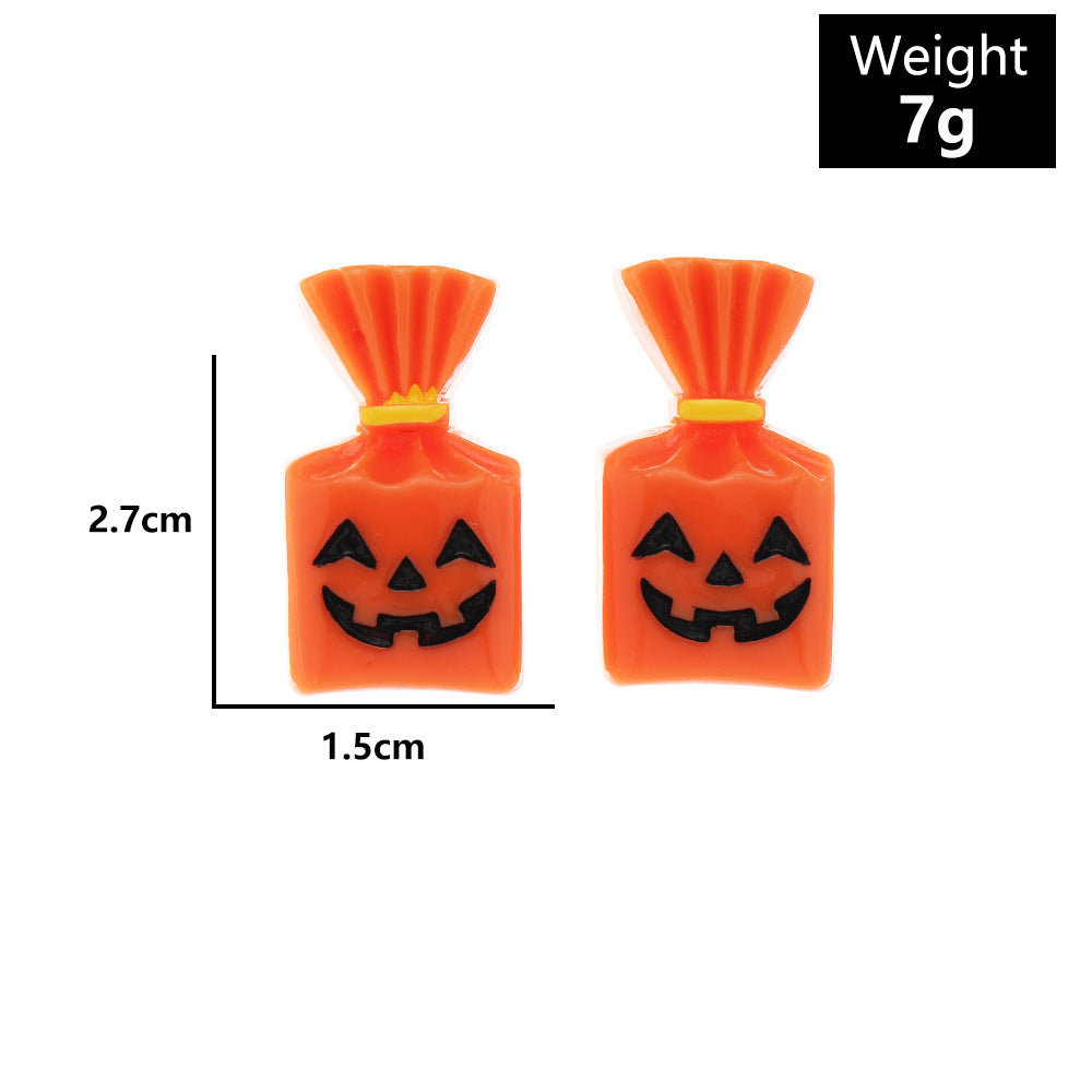 Fashion Halloween Simulation Plastic Ghost Face Pumpkin Ghost Death Ghost Festival Stud Earrings