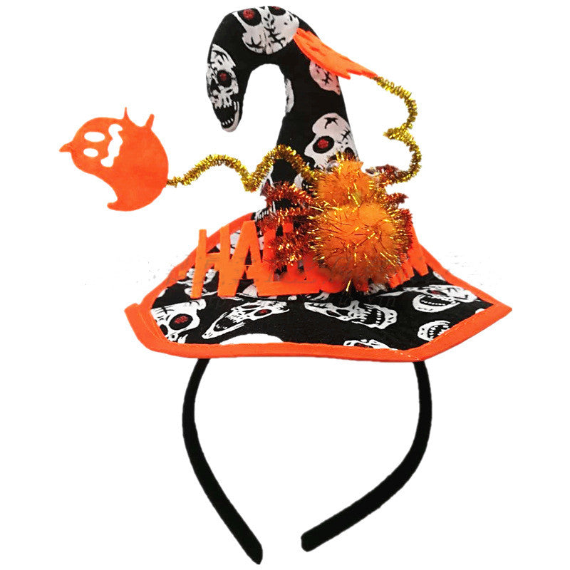 Halloween Letter Spider Witch Hat Headband Masquerade Atmosphere Props Bat Ghost Hair Accessories