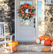 New Autumn Peony Halloween Pumpkin Wreath Home Decor