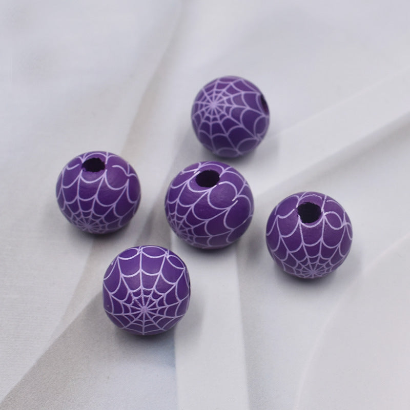 Halloween Spider Web Colored Wood Beads