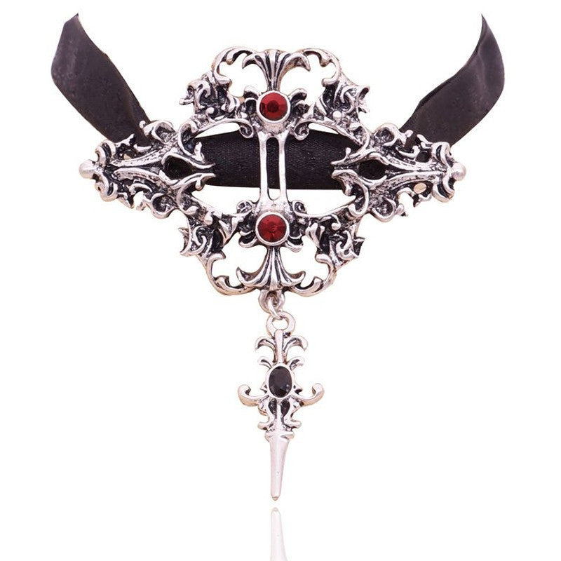 Halloween Lace Velvet Band Punk Necklace Pendant
