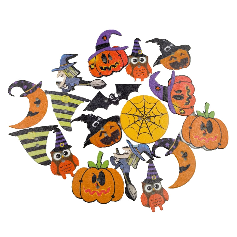 DIY White Background Painted Halloween Wood Chip Decoration Halloween Party Accessories