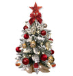 2ft Mini Christmas Tree With Light Artificial Small Tabletop Christmas Decoration With Flocked Snow, Exquisite Decor & Xmas Ornaments For Table Top For Home & Office