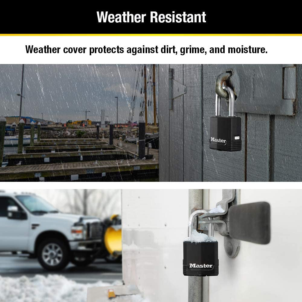 Magnum Heavy Duty Outdoor Padlock with Key, Weather Resistant Body and Cut Resistant Shackle Make Lock Perfect for Fences, Gates, Sheds, M115XDLF