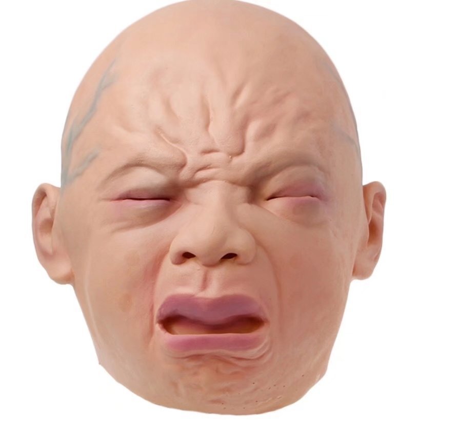 Smiling Crying Baby Mask Halloween Party Latex Face