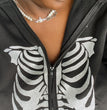 European And American Halloween Skull Print Pullover Hooded Zip Cardigan