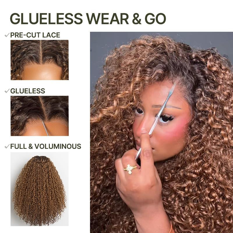 [Blend]Frodio Veralux™ Blend Human Hair 24” Golden Chestnut Curly 13X6 HD Lace Wig Glueless Wear Go Wig Tiktokshopblackfriday