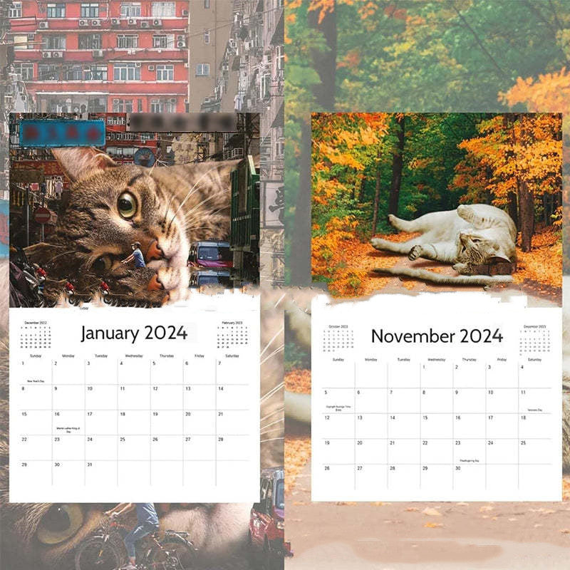 Cat Paper Calendar Interesting 2024