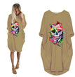 Halloween Skull Print Stitching Plus Size Dress