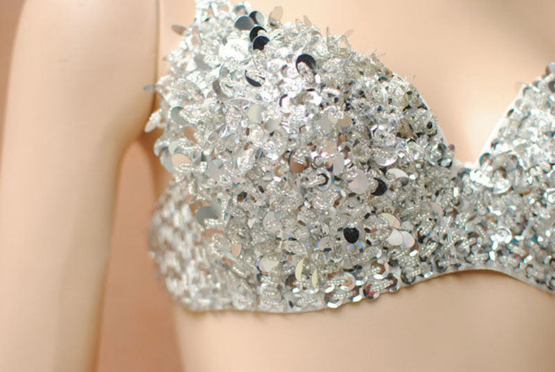Halloween Costume Sequin Skirt Belly Dance Suit