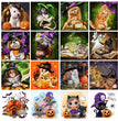 Halloween Cat Square Rhombus Cartoon Embroidery Diamond Painting