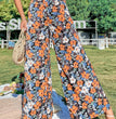 Women's Leopard Print Casual Elastic Waist Loose-fitting Wide-leg Trousers