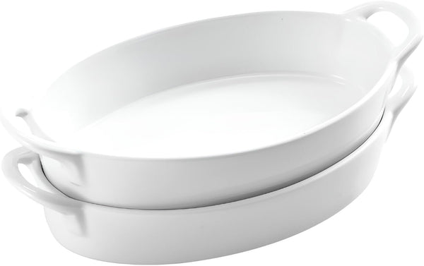 Bruntmor Oval Ceramic Deep Dish Pie Pans, Set of 2