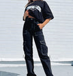 Women's Fashion Stitching Straight Multi-pocket Cargo Pants