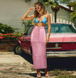 Slim-fit Sheath Patchwork Slit PU Leather European And American Skirt