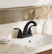4 Inch 2 or 3 Holes 2 Handles Centerset Matte Black Lead-Free Bathroom Sink Faucet, Bathroom Faucet with Copper Pop up Drain and Water Supply Lines, BF008-5-MB