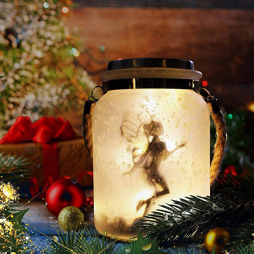 Solar Mason Jar Fairy Light Halloween Frosted Bottle