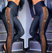 Rhinestone Mesh Stitching Tight Trousers