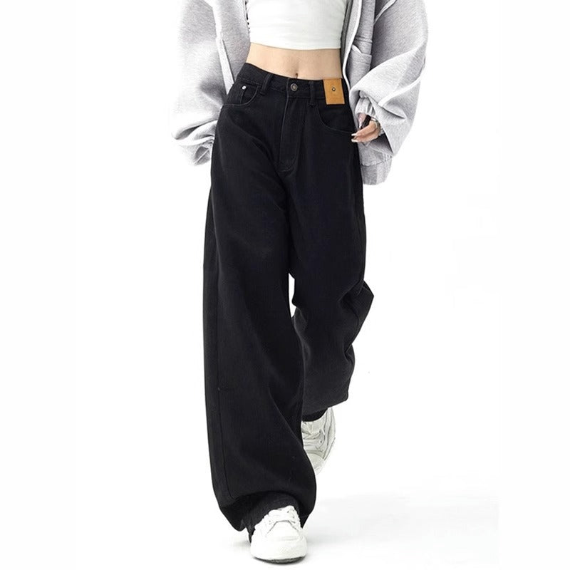 Black Oversized Jeans Women's High Waist Wide Leg