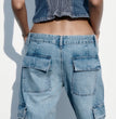 Women's Fashion Loose Strap Accessories Mid Waist Cargo Jeans