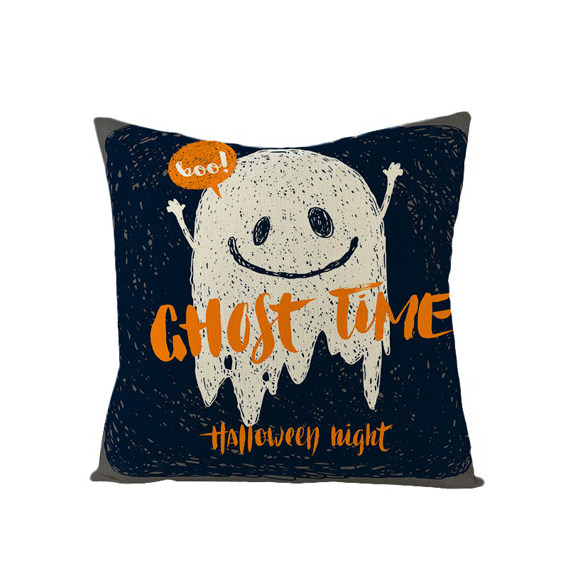 Home Halloween Pumpkin Linen Pillow Cover