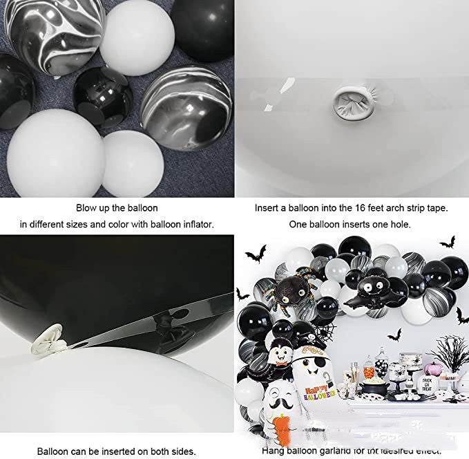 Halloween White Black Gray Latex Balloon Garland Set