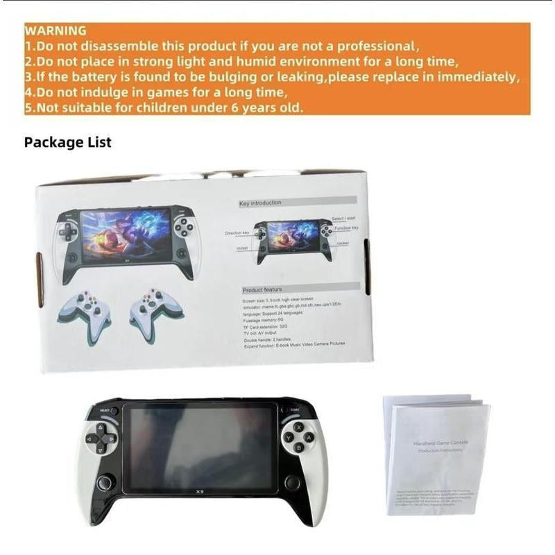 X9 Handheld Game Console, Rechargeableportable Game Console with Built-In 10 Emulatorgames,Handheld Game Console for Home &Travel,Protective,Gaming Products,Controllergrips,Durability Консоль Gameboy Overstockcollectibles Game Stick Pro