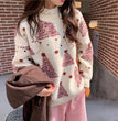 Red Christmas Tree Jacquard Warm Sweater Women