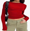 Women's Clothing Fashion Slim Long-sleeved Pullovers Tops Solid Causal Fit Shirts