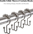Shower Curtain Hooks Rings, Rust-Resistant Metal Double Glide Shower Hooks for Bathroom, Modern Decorative Design Shower Rods Curtains - Nickel