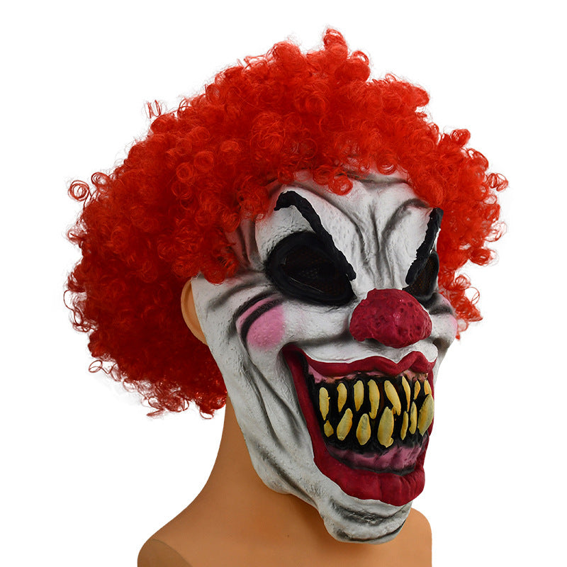 Halloween Redhead Big Mouth Clown Latex Mask