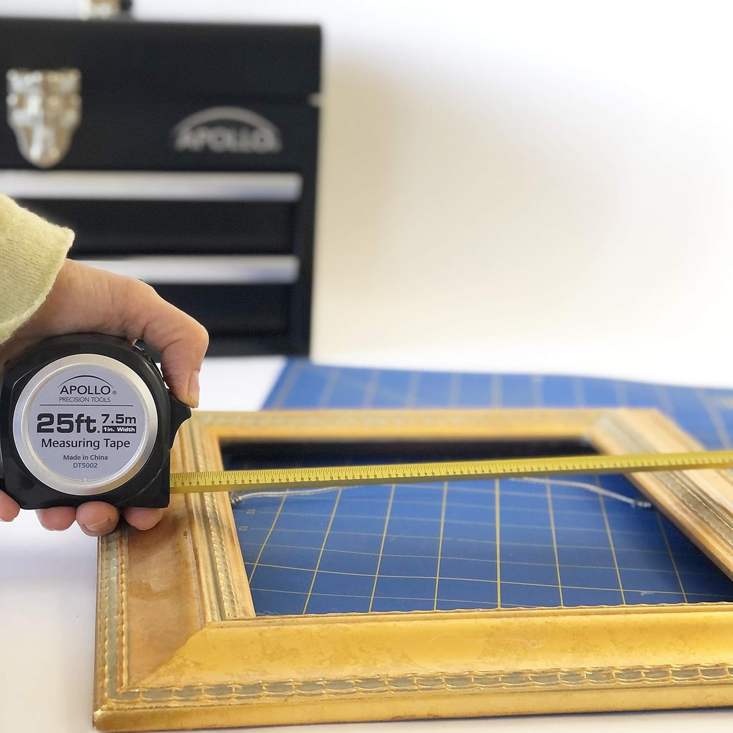 Tools Measuring Tape, 25 Foot Tape Measure with Retractable Blade, Fraction Markings, 1 Inch Nylon Blade, 8 Foot Standout, Lock Button and Belt Clip - Black - DT5002