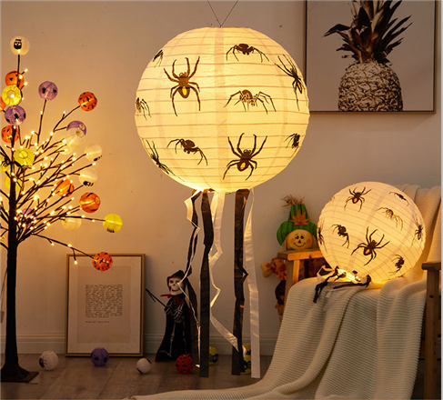 Halloween Glowing Paper  String Props Decoration Shopping Mall Layout Pumpkin Lantern