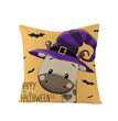 Halloween Linen Cute Cartoon Printed Kitten Pumpkin Head Pillow Cover