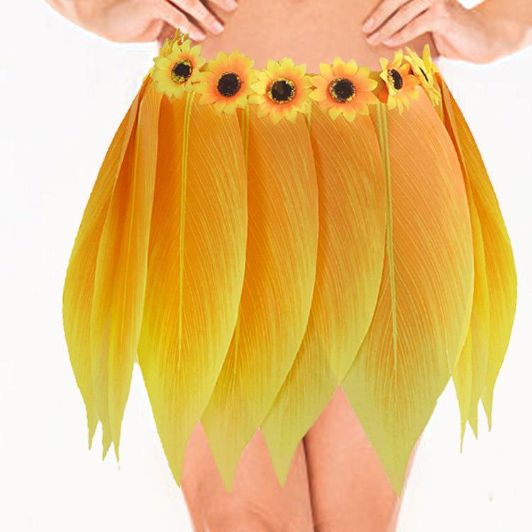 Hawaiian Simulation Leaf Skirt Hula Halloween Party Costume