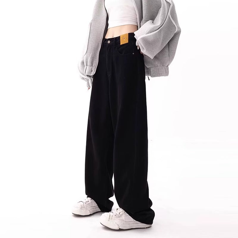 Black Oversized Jeans Women's High Waist Wide Leg