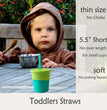 Mini Short Pinch Test Passed 5.5" Replacement Reusable Toddlers& Kids&Baby Silicone Small Straws for the First Years Take & Toss Spill Proof Straw Cup-Safe Fun for Baby Teething Chewing