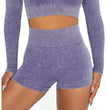Stone Washed Rib Fitness Pants Women's Zipper Short Sleeve Bra
