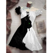 Women's Fashion Temperament Commute Halloween Drawstring Puff Sleeve High Waist Dress