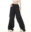 Gray Loose Casual Wide Leg Charge Paper Bag Pants