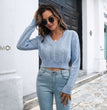 Short twist V-neck sweater