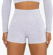 Stone Washed Rib Fitness Pants Women's Zipper Short Sleeve Bra