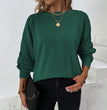 Drizzle solid color crewneck twist knitted shirt autumn and winter lantern sleeve sweater for women
