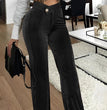 Fashion Gold Velvet Striped Casual Women's Pants