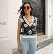 Mushroom jacquard diamond vest sweater