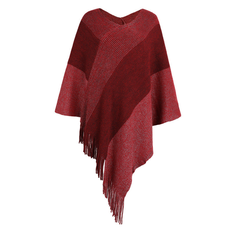 Drizzle autumn and winter women's color bump cape cape knitted sweater coat